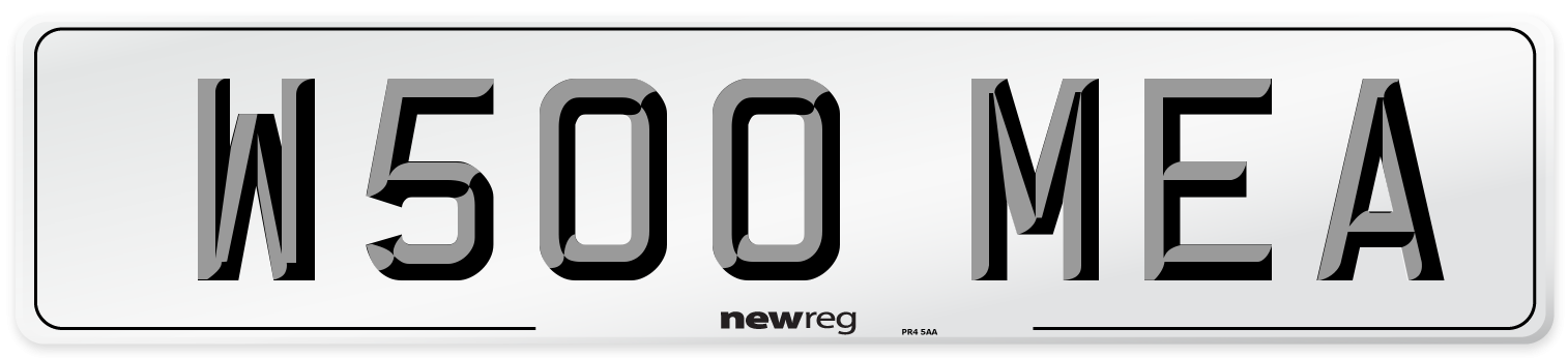 W500 MEA Number Plate from New Reg